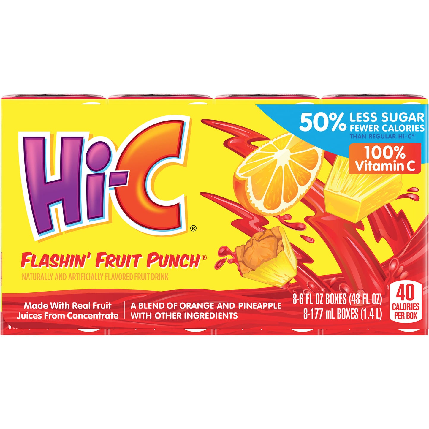 Hi-C Flashin Fruit Punch 100% Vitamin C 8 x 177ml (1,4L)