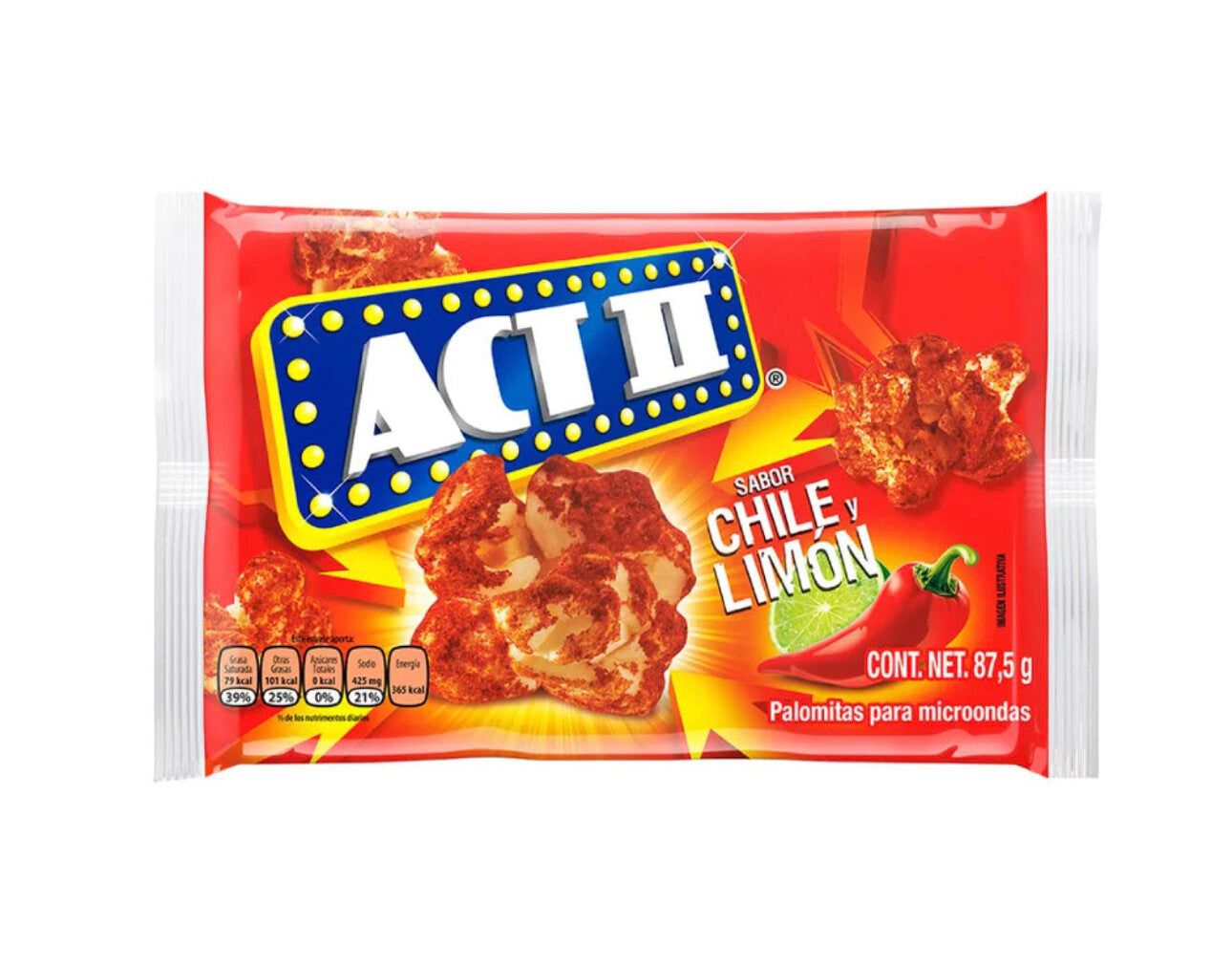 ACT II Sabores Chile y Limon Popcorn 87,5g