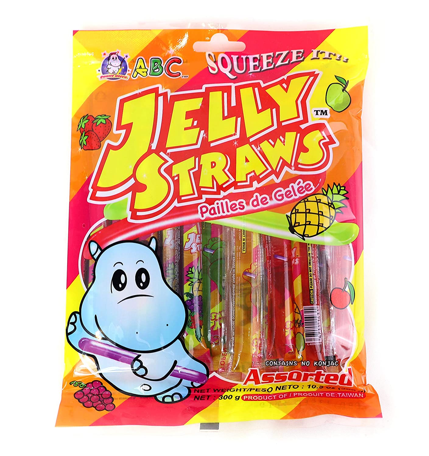 ABC Funny Hippo- Jelly Straws Essbare Strohhalme 300g