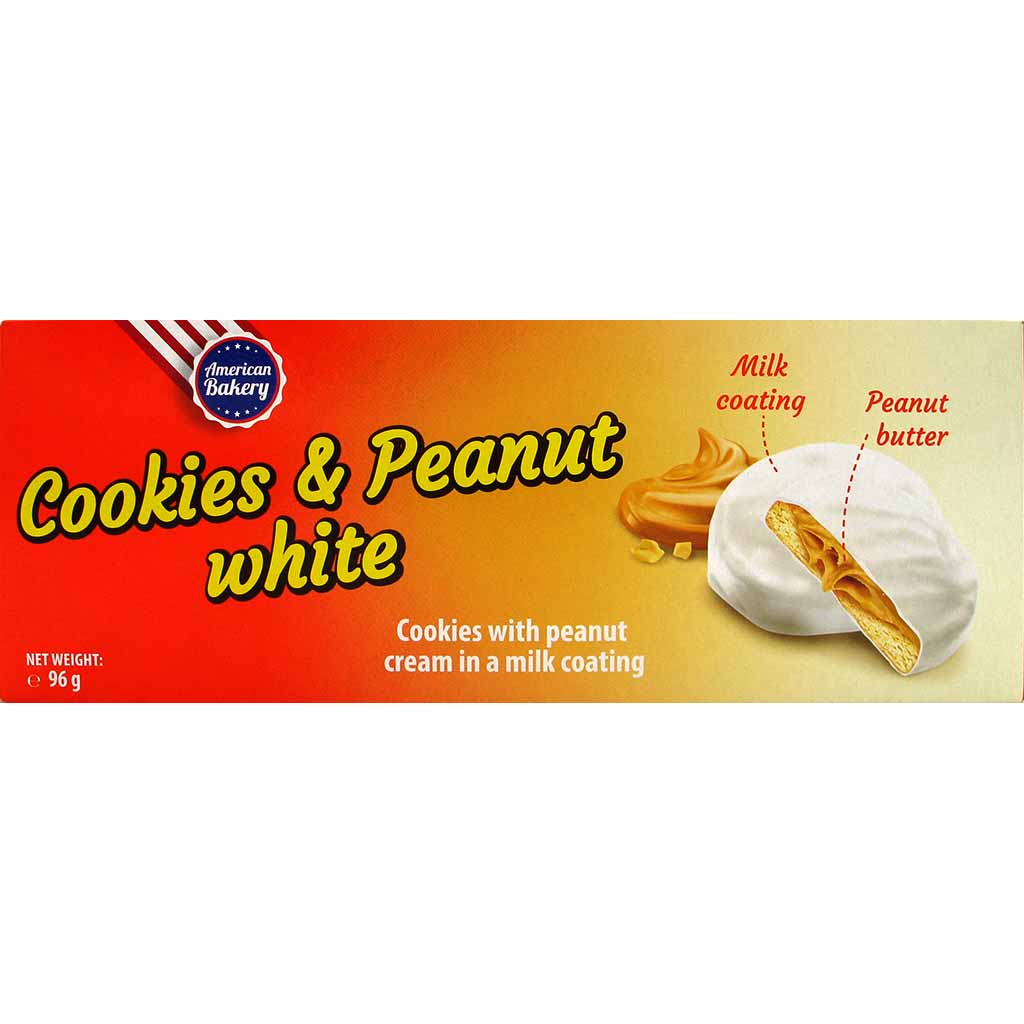 American Bakery Cookies & Peanut White 96g (MHD ABGELAUFEN 13.11.2025)