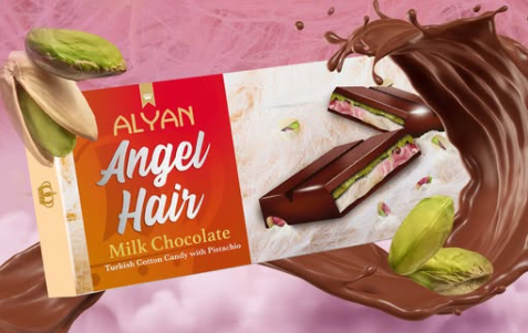 Alyan Angel Hair Milk Chocolate Turkish Cotton Candy with Pistachio 160g