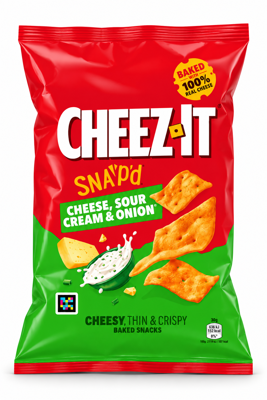 Cheez It Snap'd Cheese, Sour Cream & Onion 120g