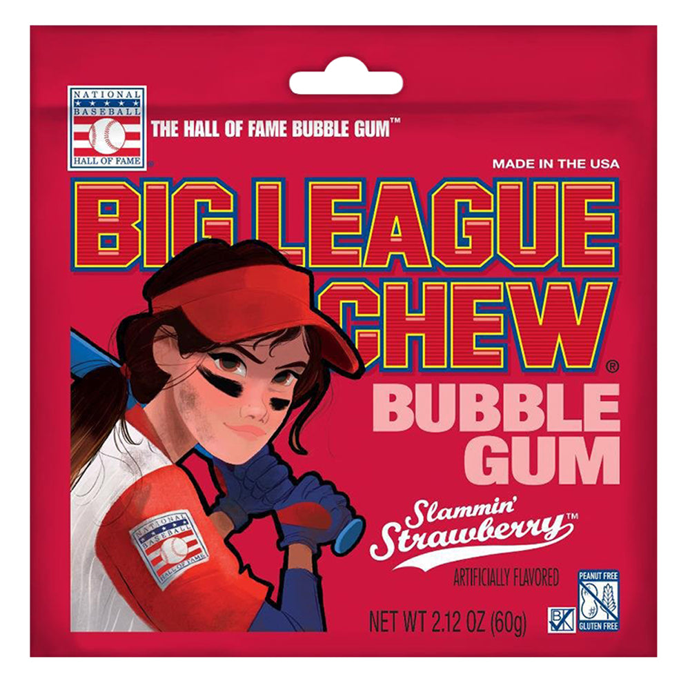 Big League Chew Bubble Gum Slammin Strawberry 60g