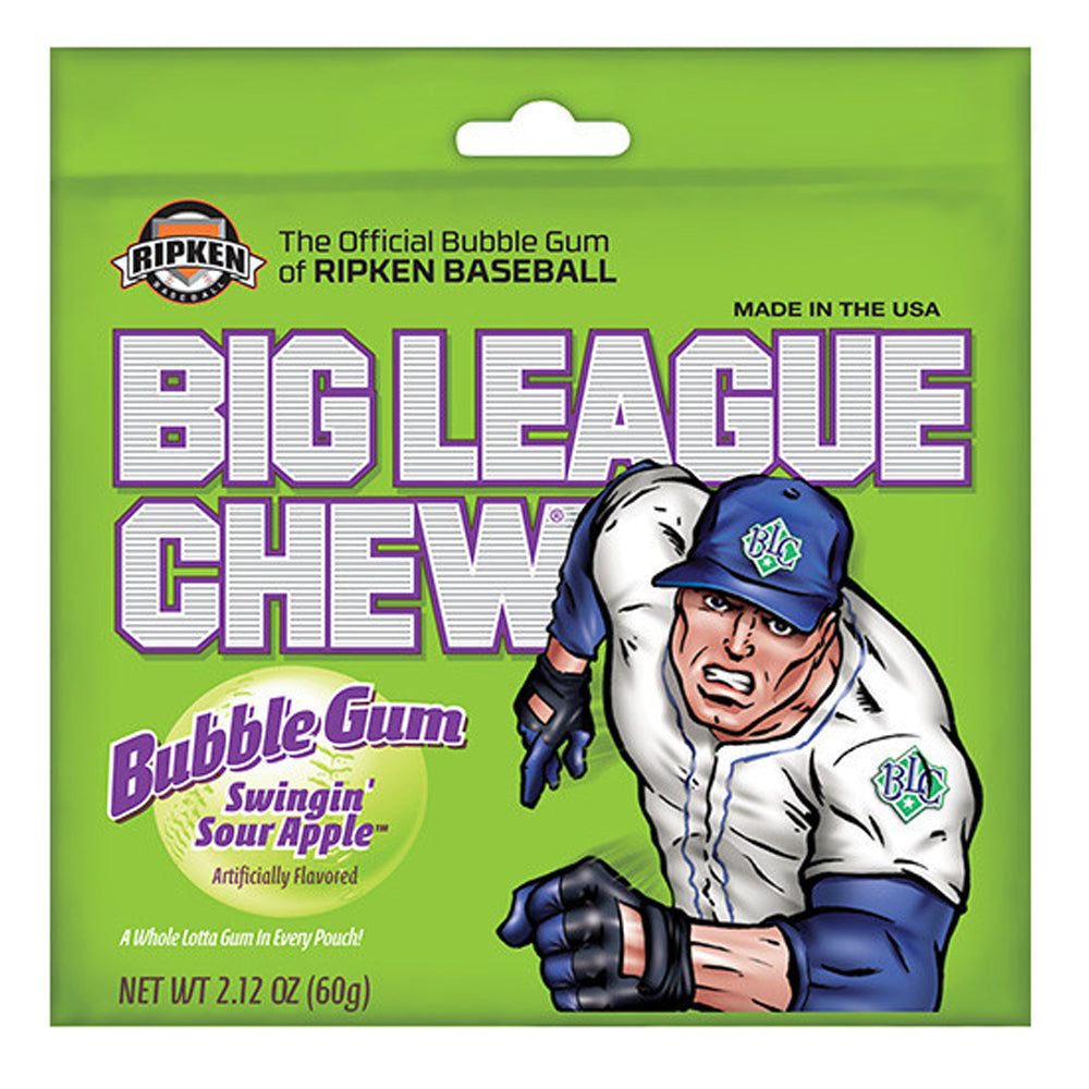 Big League Chew Bubble Gum Swingin Sour Apple 60g