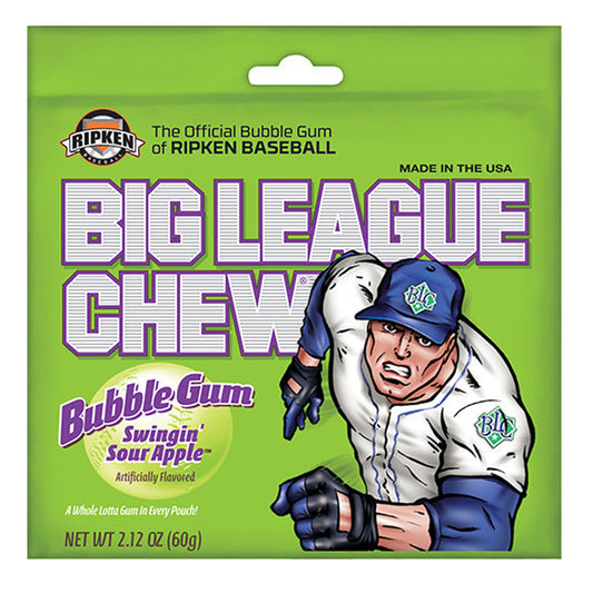 Big League Chew Bubble Gum Swingin Sour Apple 60g