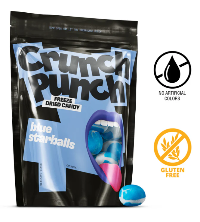 Crunch Punch Freeze Dried Candy Blue Starballs 100g
