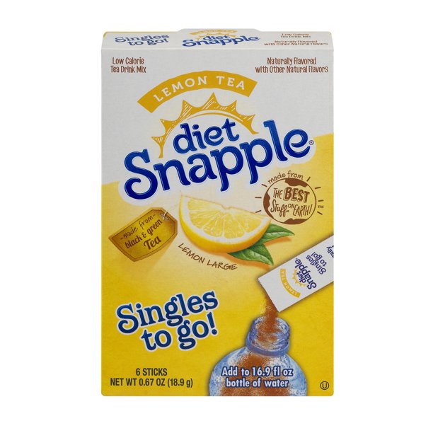 All Natural Diet Snapple Drink Mix, Lemon Tea, 6 On the Go Sticks 21g