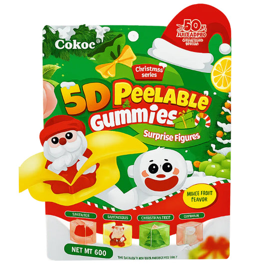 Cokoc 5D Peelable Gummies Mixed Fruit Surprise Figures Christmas Series 60g