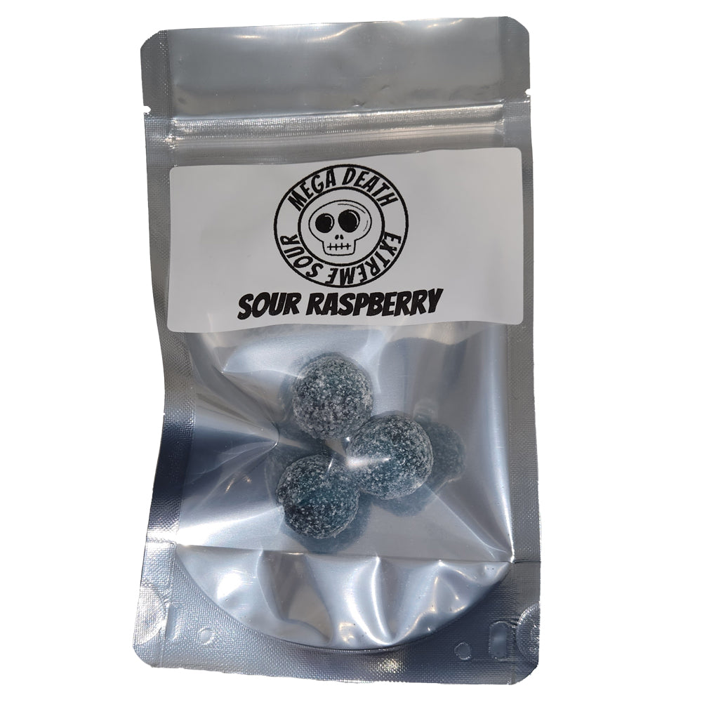 Mega Death Extreme Sour Raspberry Candy Balls 3 Stück