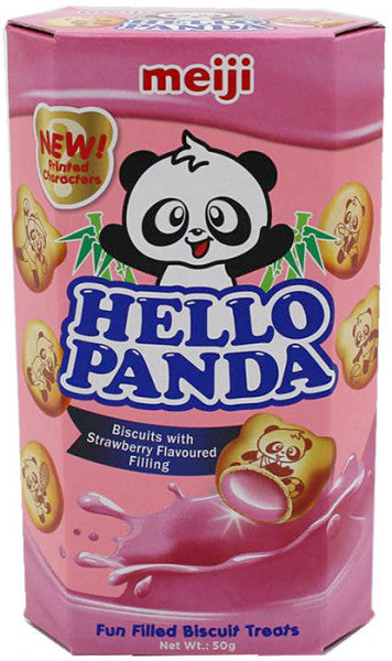 Meiji Hello Panda Biscuits with Strawberry Flavour Filling 50g