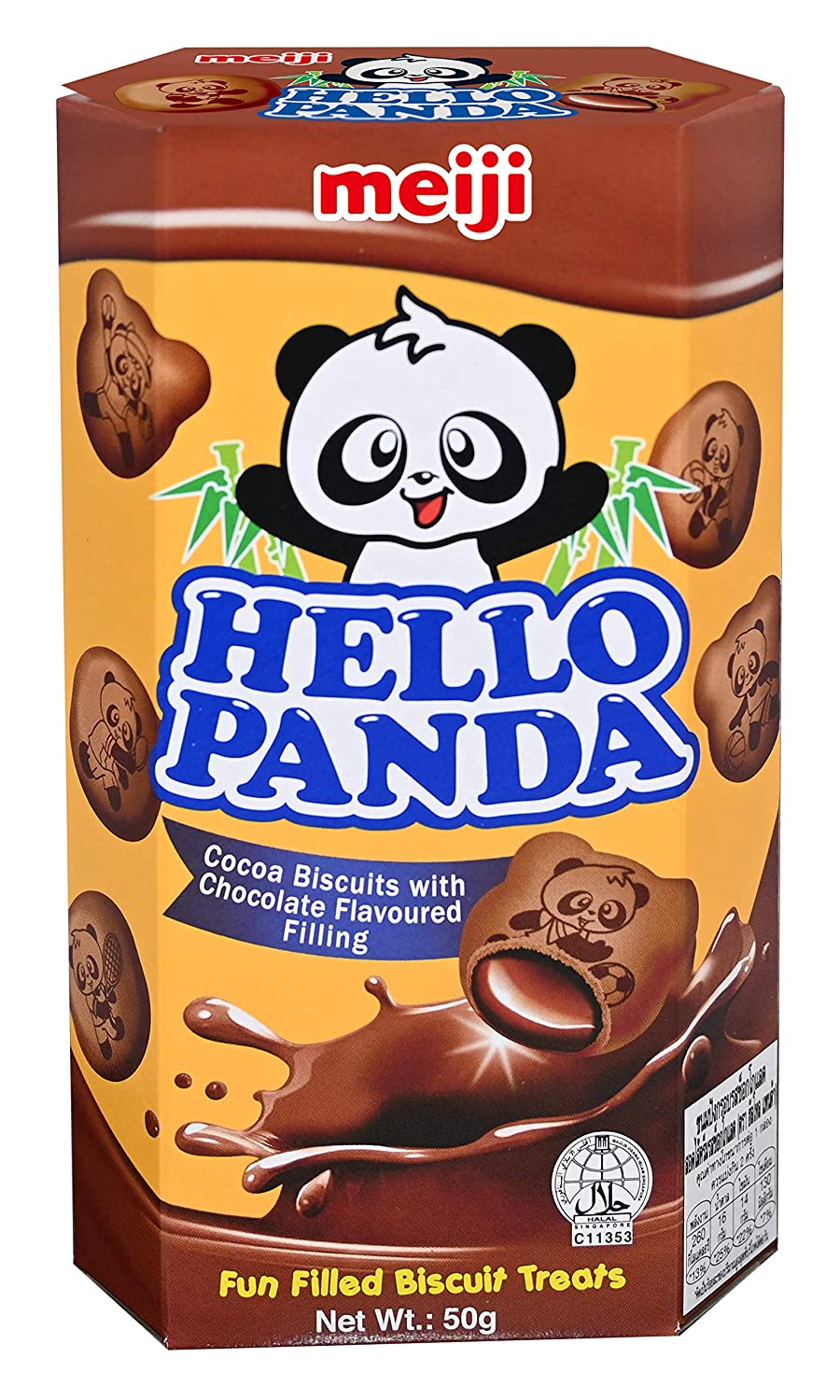 Meiji Hello Panda Cocoa Biscuits with Chocolate Flavoured Filling 50g