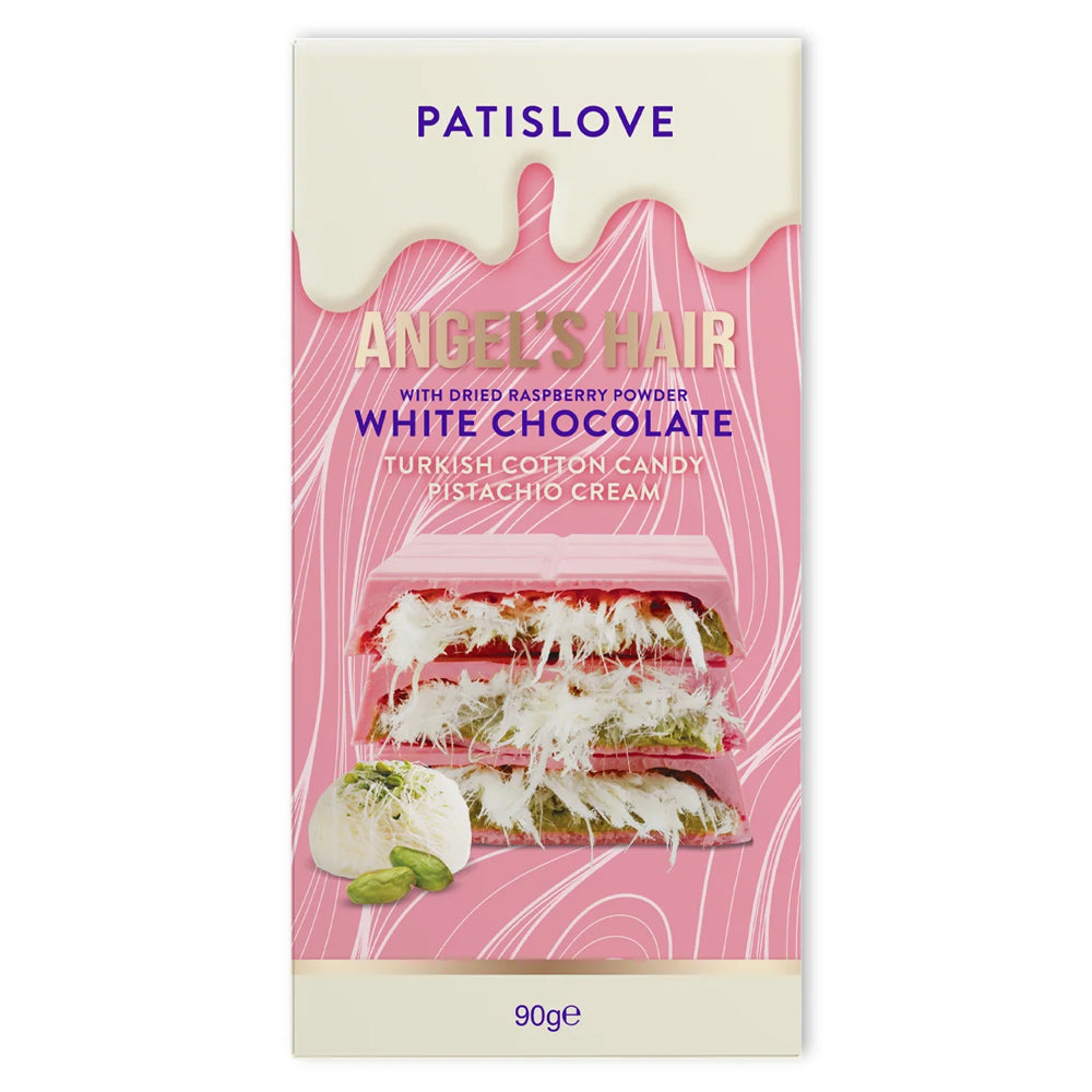 Patislove Angel's Hair White Chocolate with Raspberry Powder Pistachio Cream & Cotton Candy 90g