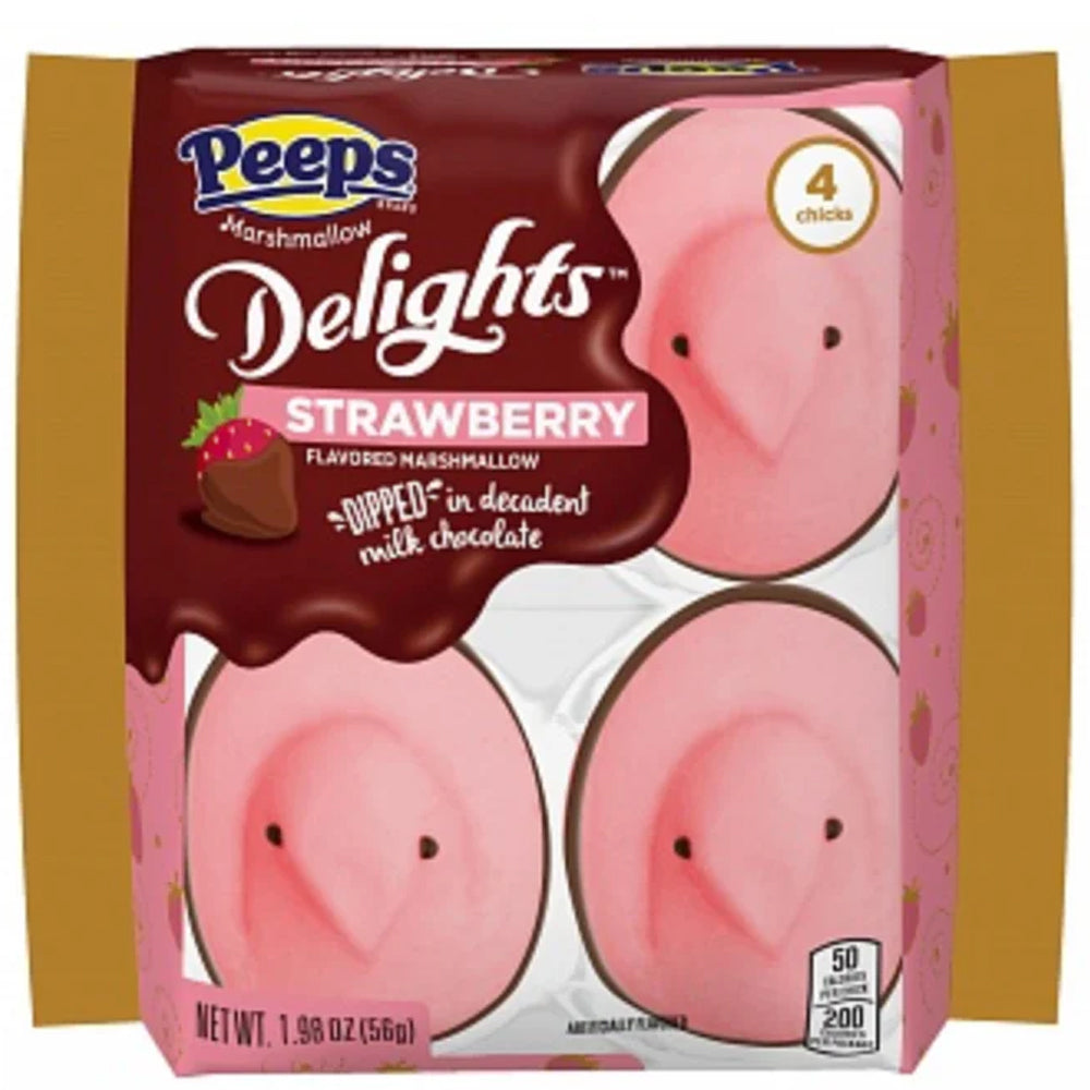 Peeps Delights Marshmallow Chicks Milk Chocolate Dipped Strawberry 4 Pack 56g
