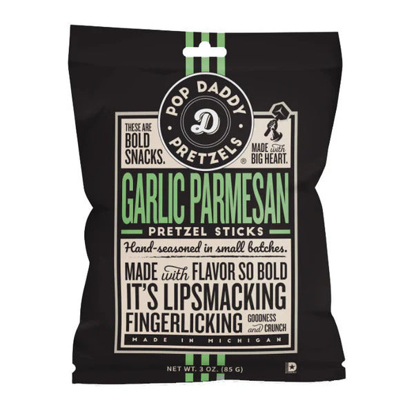 Pop Daddy Pretzels - Garlic Parmesan Pretzel Sticks 85g