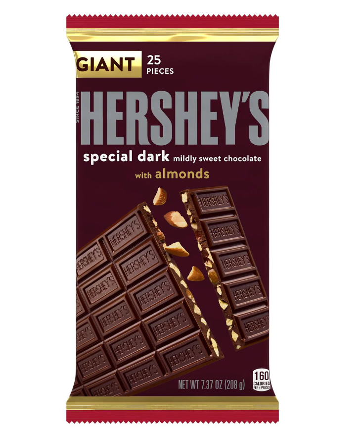 Hersheys Special Dark mildly Sweet Chocolate with Almonds GIANT 208g