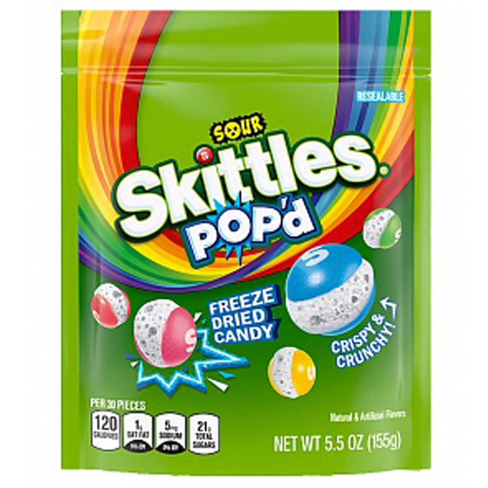 Skittles POP'd Freeze Dried Candy Sour 155g