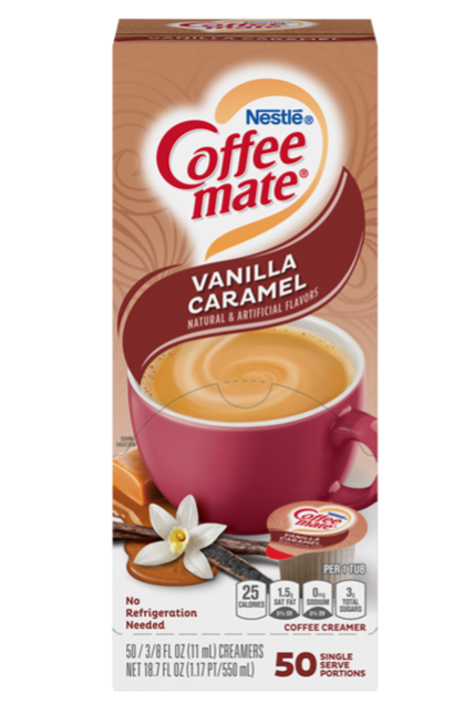 Coffee Mate Vanilla Caramel Liquid Coffee Creamer Singles 50 x 11ml