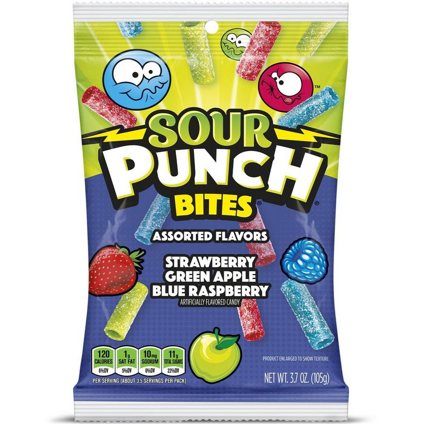 Sour Punch Bites Assorted - Flavors Strawberry - Green Apple - Blue Raspberry 142g