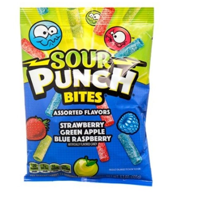 Sour Punch Sweet Bites Assorted - Flavors Dream Berry - Passion Punch - Grateful Grape Cotton Candy 142g