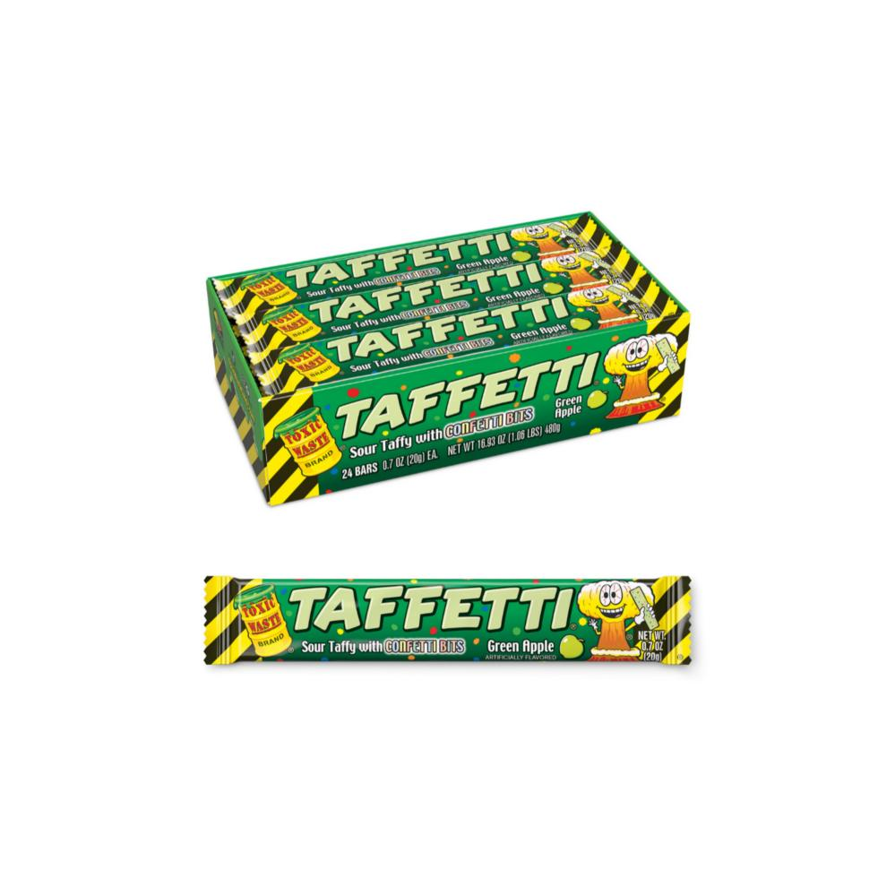 Toxic Waste Taffetti Sour Taffy with Confetti Bits Green Apple 20g