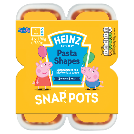 Heinz Pasta Shapes Snap Pots Peppa Pig 760g