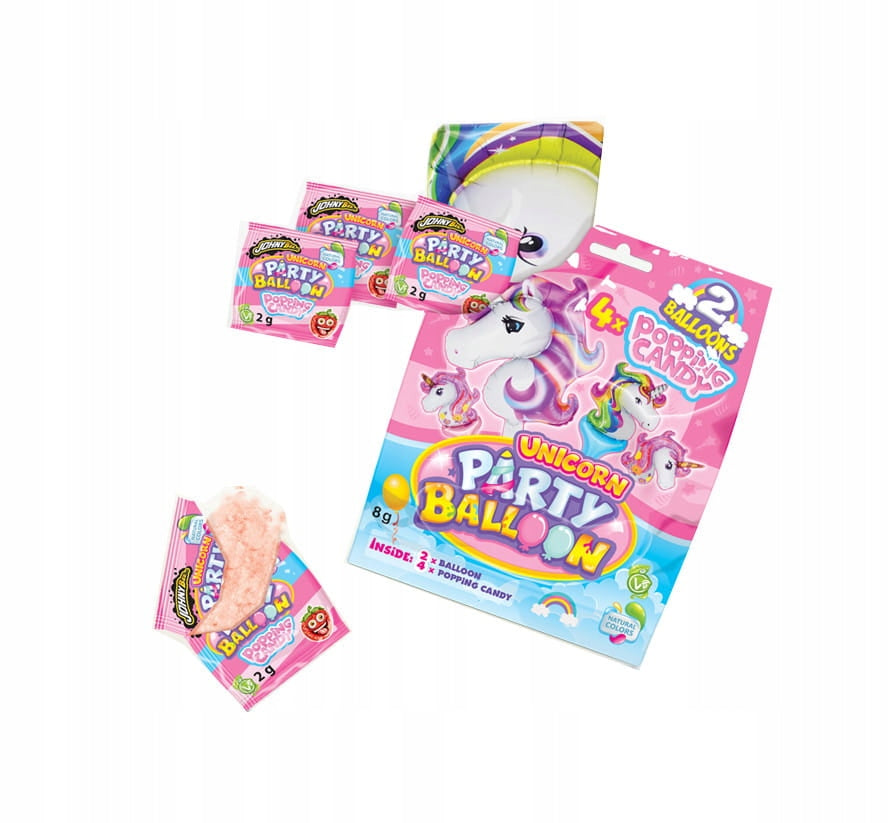 Johny Bee Unicorn Popping Candy Party Balloon 8g