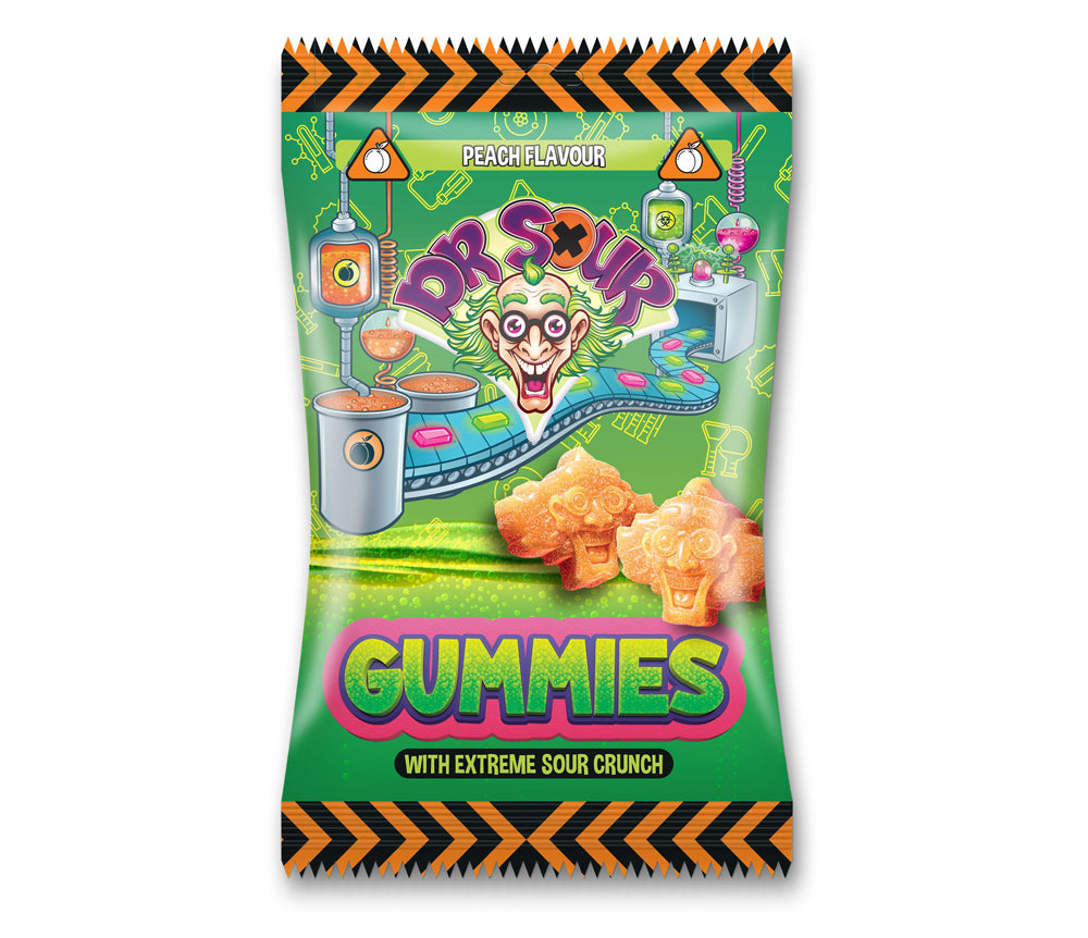 Dr. Sour Gummies With Extreme Sour Crunch Peach Flavour 200g