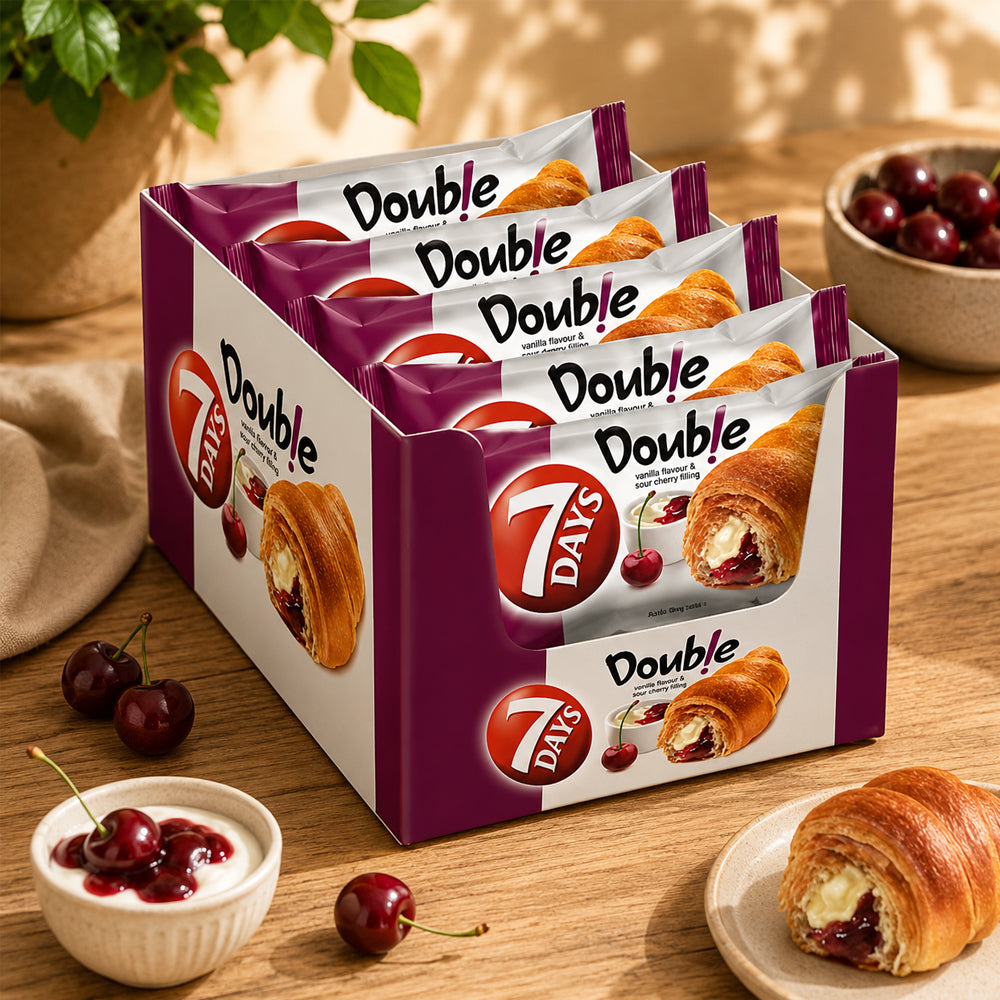 7 Days Double Croissant Vanille & Sauerkirsche 10 x 60g Vorratspack