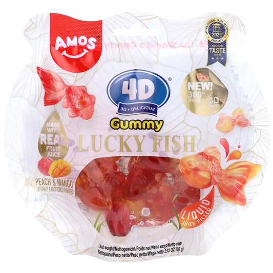 Amos 4D Gummy Lucky Fish – Peach & Mango 60g