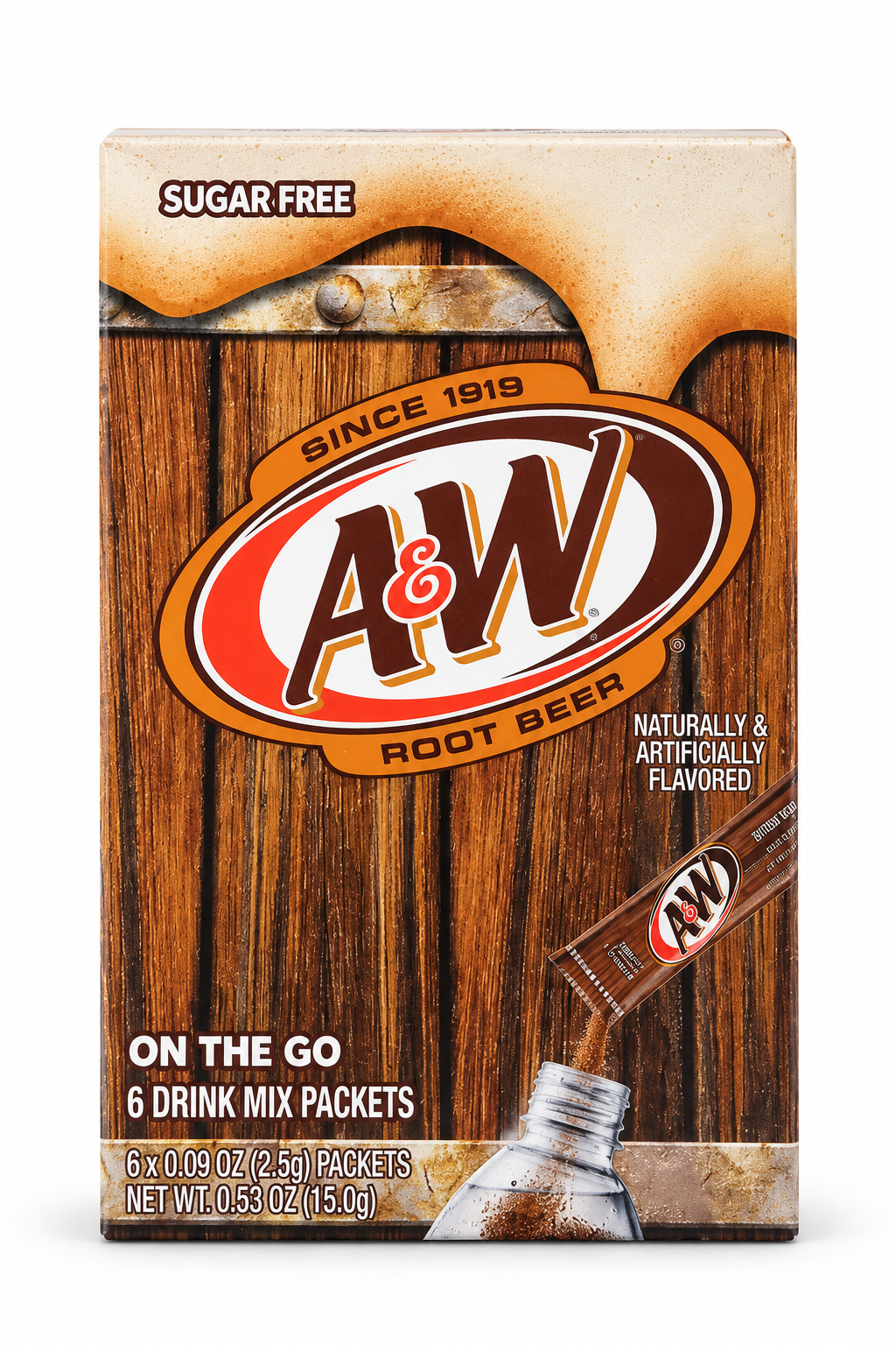 A&W On The Go Drink Mix Packets Sugar Free 15g (6 x 2,5g)