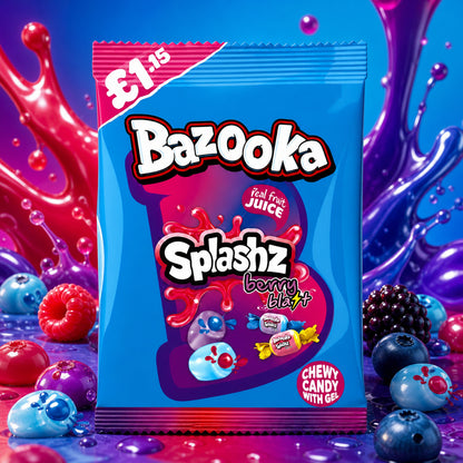 Bazooka Splashz Berry Blast Chewy Candy 120g