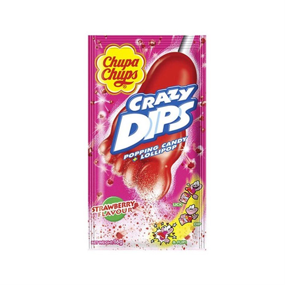 Chupa Chups Crazy Dips Erdbeer Geschmack & Popping Candy 14g