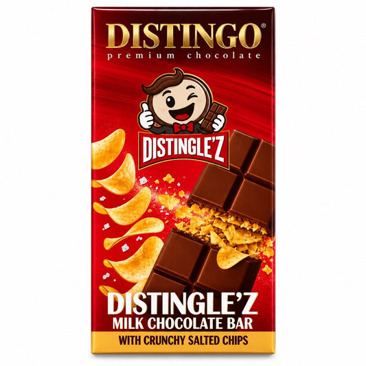 Distingo Premium Chocolate Distingle'z Milk Chocolate Bar with Crunchy Salted Chips 140g