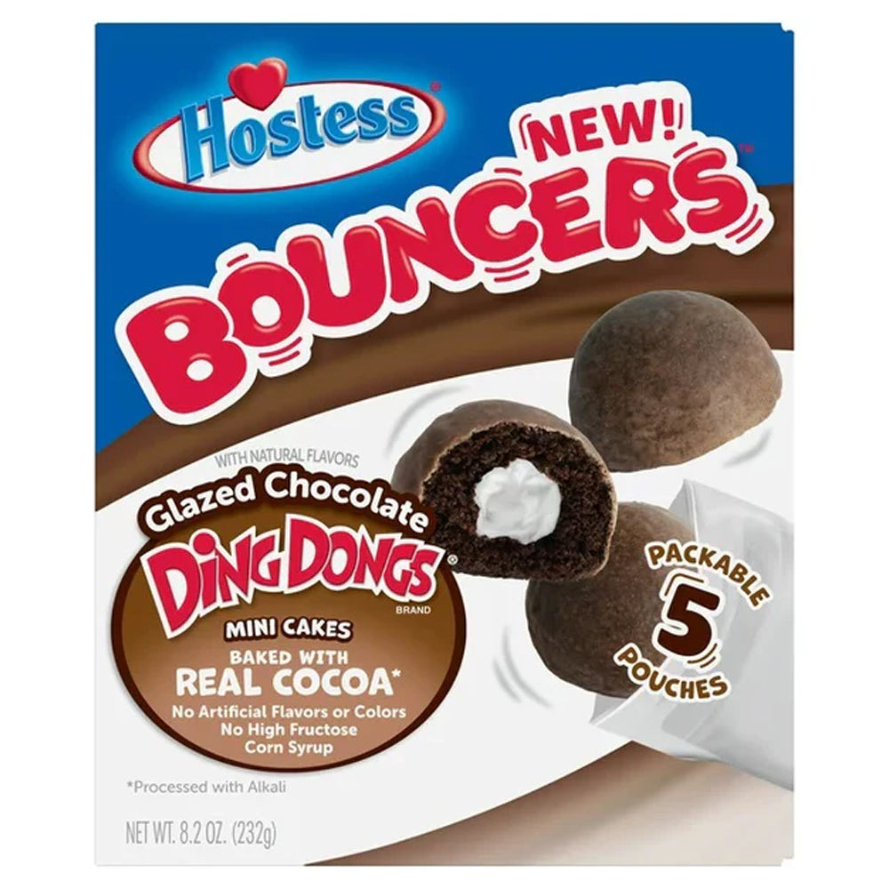 Hostess - Bouncers Glazed - Chocolate Ding Dongs mini Cakes Real Cocoa 232g