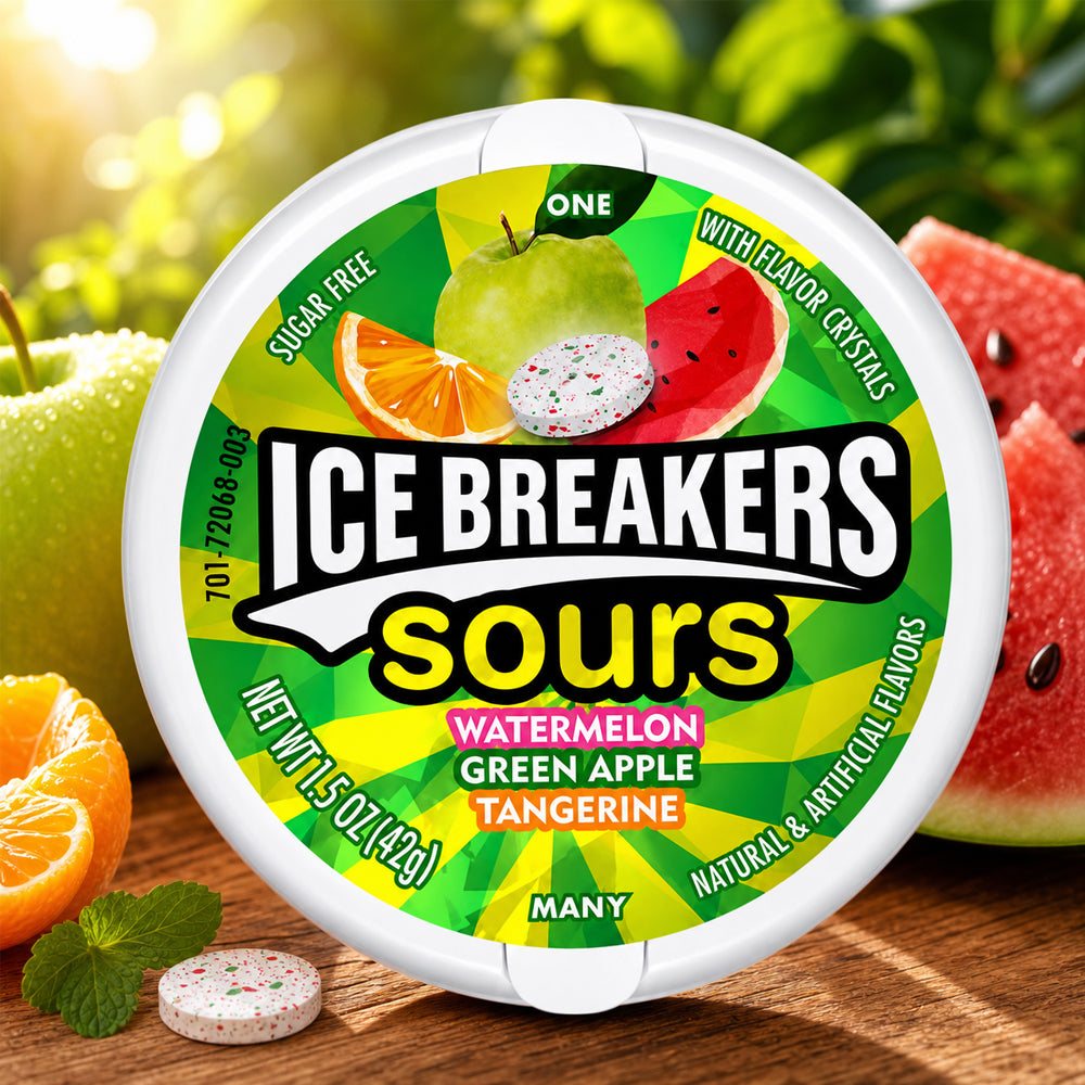 Ice Breakers Sours - Watermelon - Green Apple - Tangerine - Zuckerfrei - 42g
