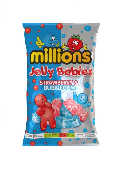 Millions Jelly Babies Strawberry and Bubblegum 190g