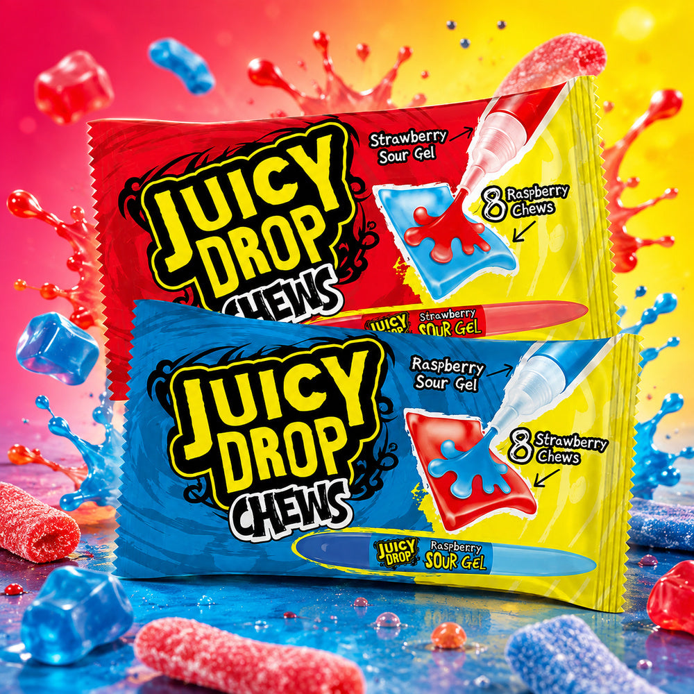 Juicy Drop Chews Strawberry & Raspberry Sour Gel 67g
