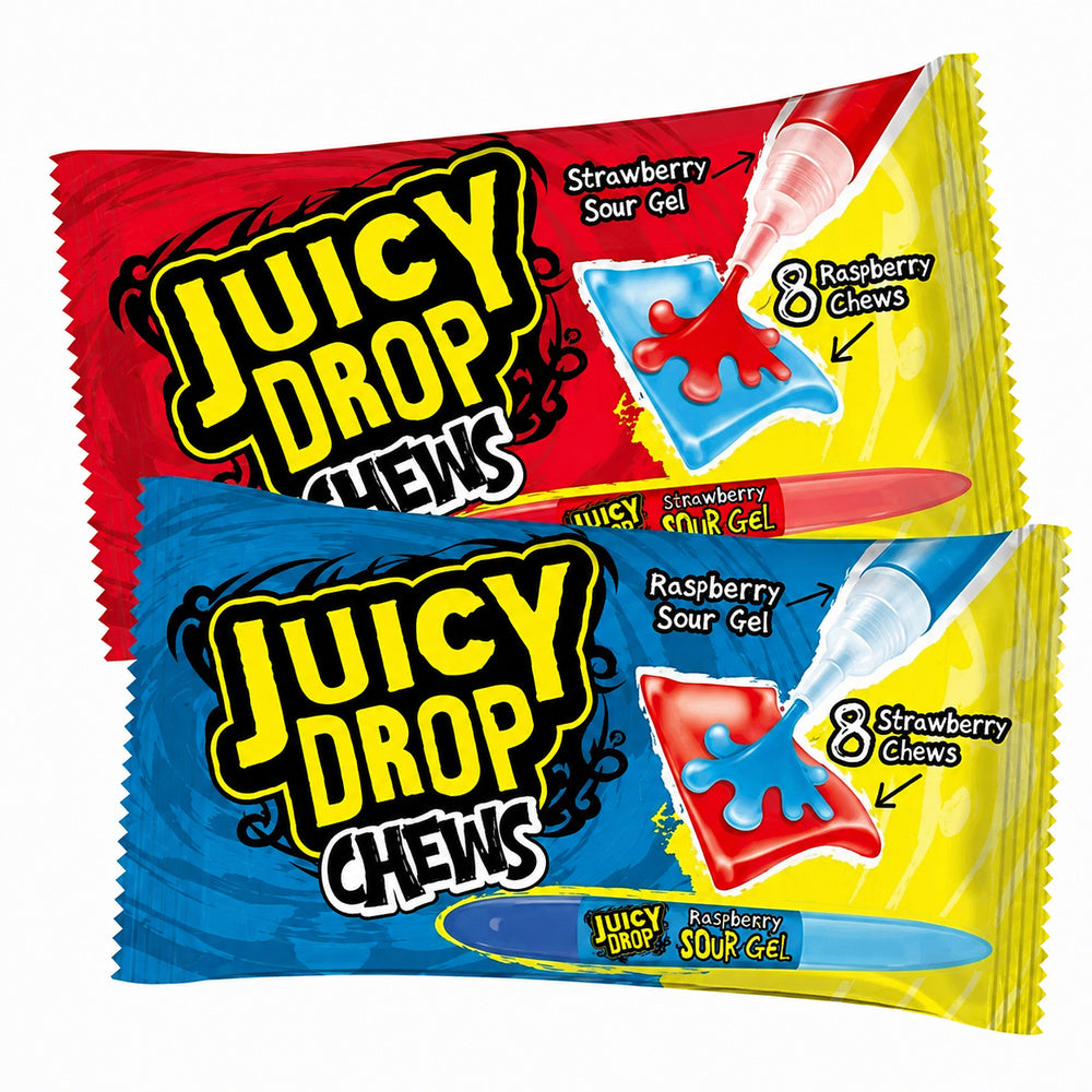 Juicy Drop Chews Strawberry & Raspberry Sour Gel 67g