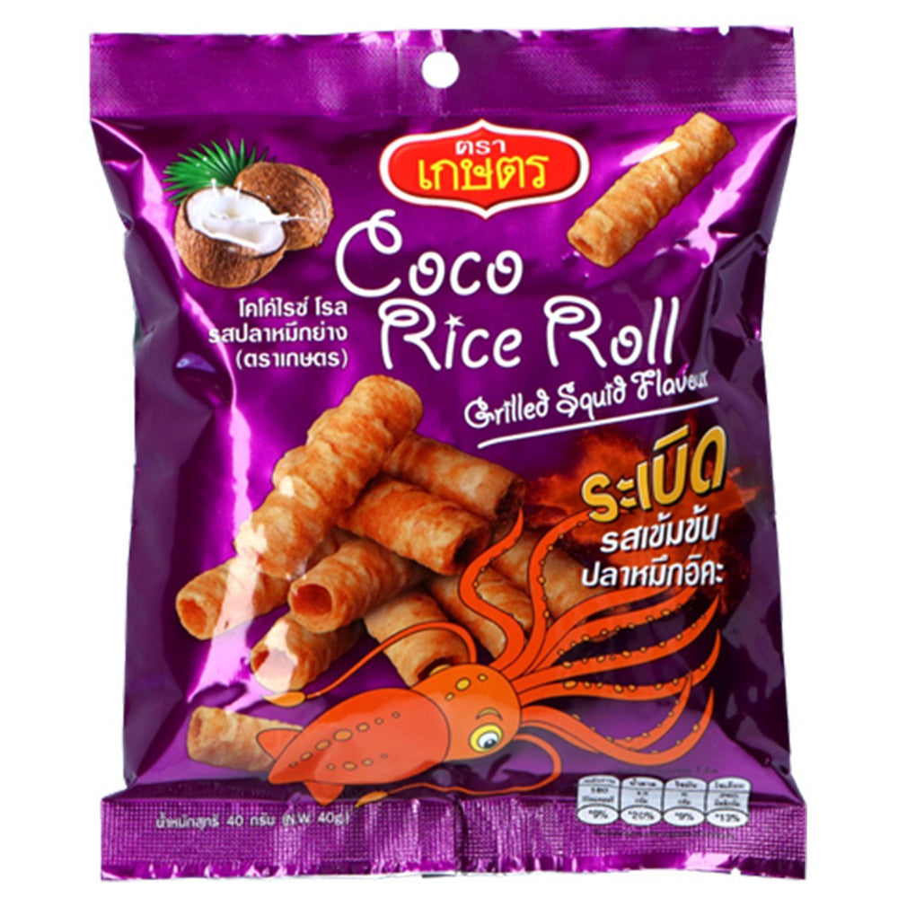 Kaset Coco Rice Roll Grilled Squid Flavor 40g