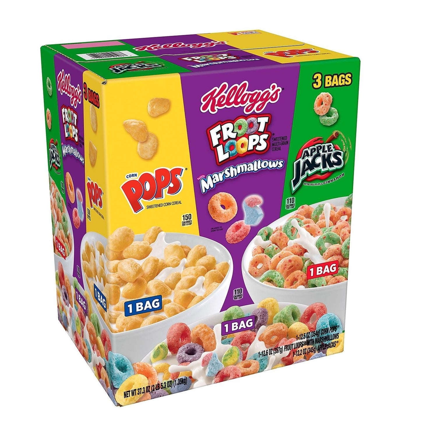 Kellogg's Tri-Fun Cereal: Froot Loops Marshmallows - Corn Pops - Apple Jacks 1,1Kg