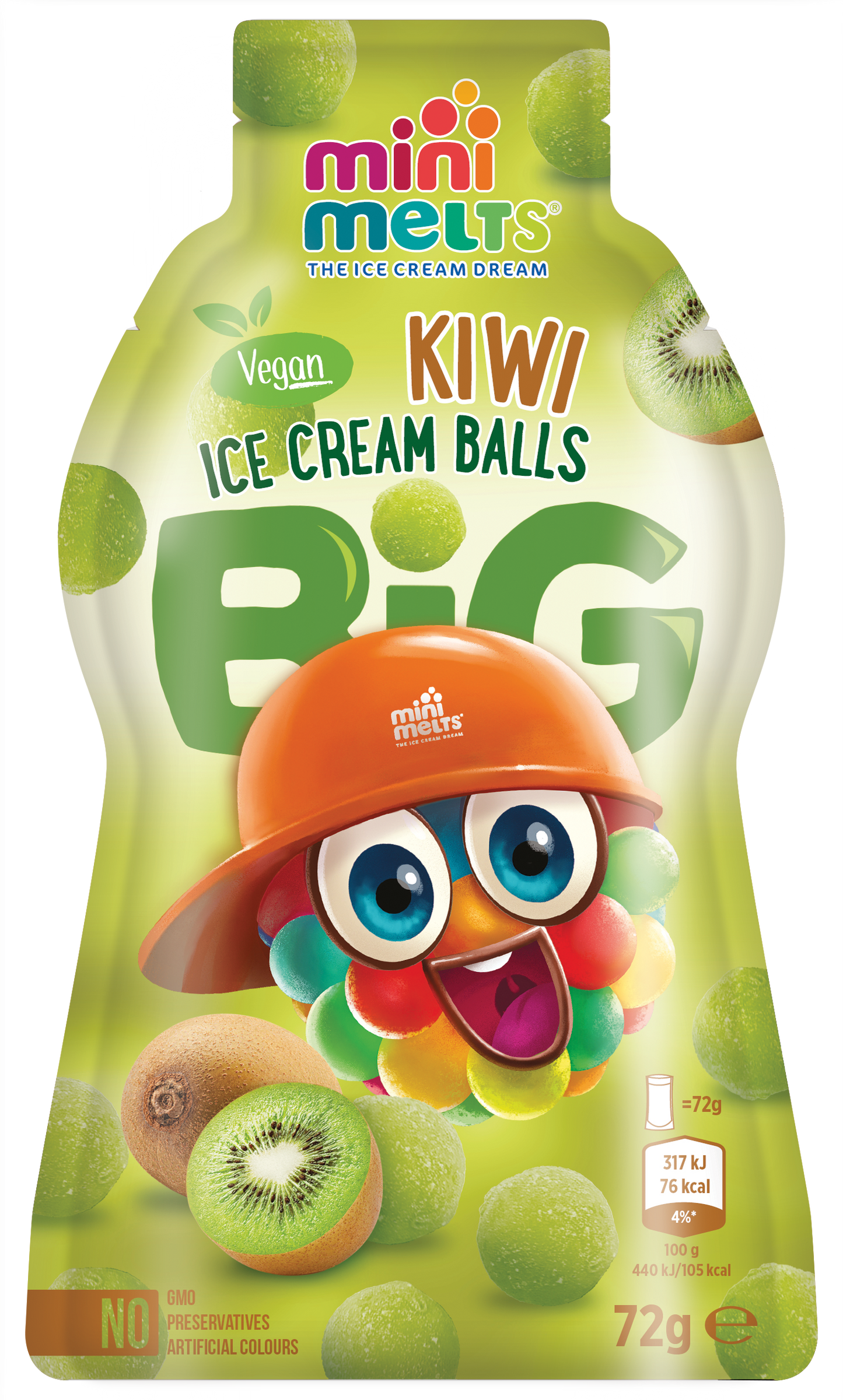 Mini Melts Kiwi Ice Cream Balls 72g