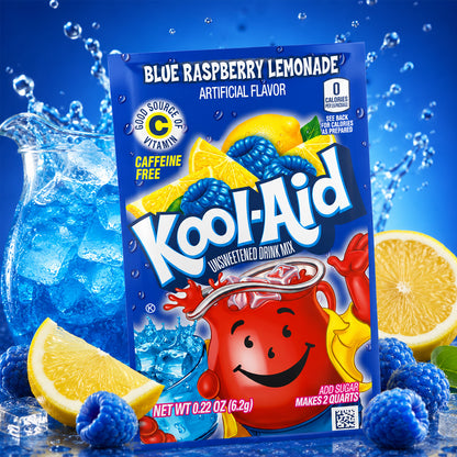 Kool Aid Unsweetened Drink Mix Blue Rasberry Lemonade 6,2g