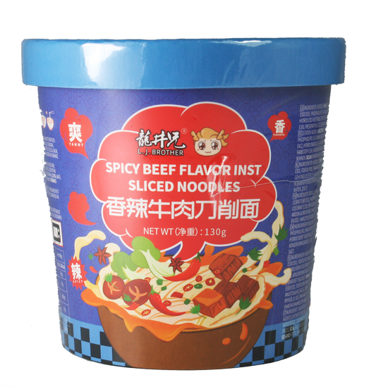 L.J. Brother Sliced Noodle Cup - Spicy Beef Flavour 130g