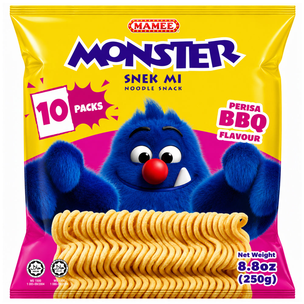 Mamee Monster Noodle Snack BBQ Flavor (10 x 25g) 250g