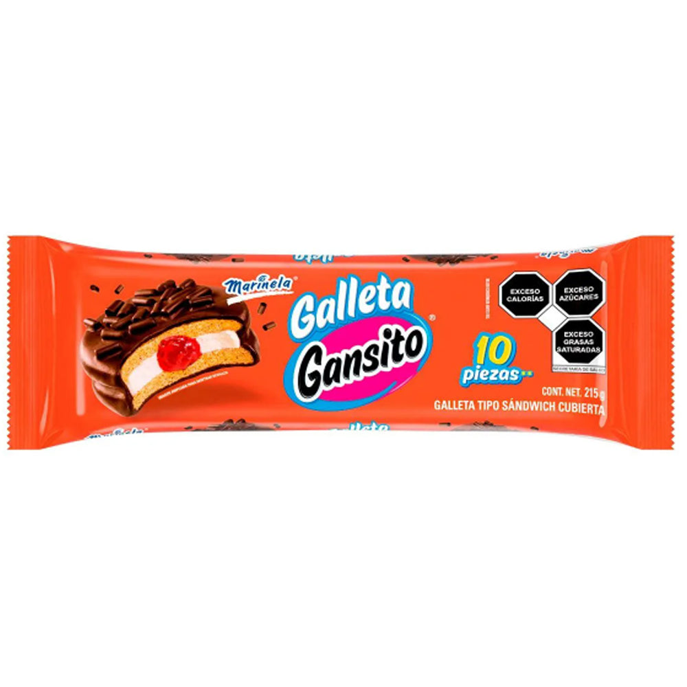 Marinela Galleta Gansito Schokobiscuit mit Vanillecreme & Erdebeerfüllung 215g