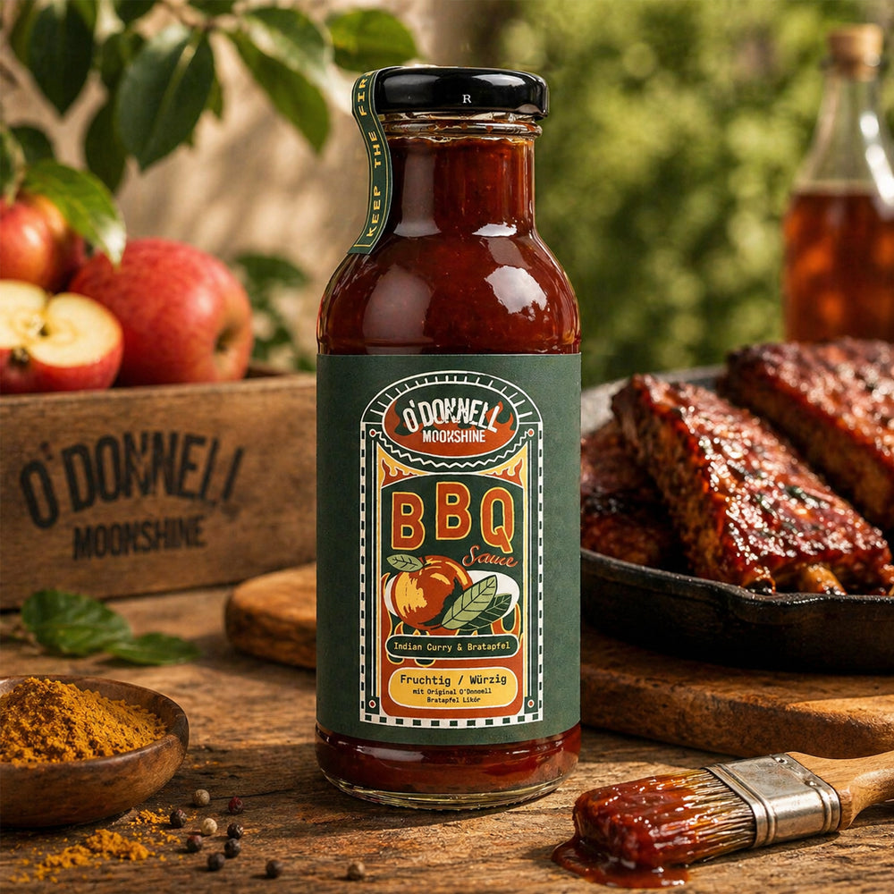 O'Donnell Moonshine BBQ Sauce Indian Curry & Bratapfel 260ml