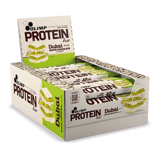 Olimp Protein Bar – White Choco & Pistachio & Kadayif (Dubai Style) 25 x 40g Vorratspack