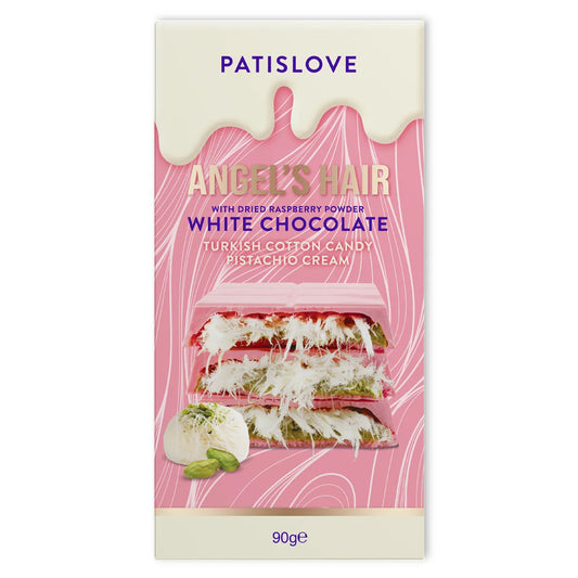 Patislove Angel's Hair White Chocolate with Raspberry Powder Pistachio Cream & Cotton Candy 90g