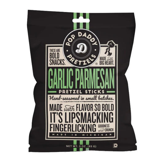 Pop Daddy Pretzels - Garlic Parmesan Pretzel Sticks 85g