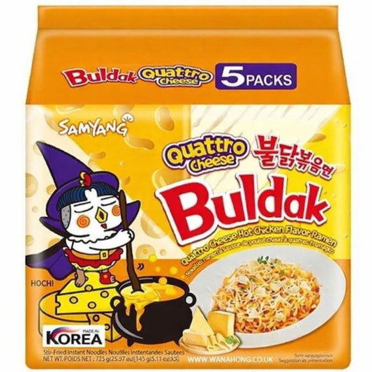 Samyang Buldak Hot Chicken Ramen Quattro Cheese Flavors (5x145g) 725g